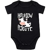 SproutJoy Mooooody Baby Bodysuit Cow Print Bodysuit for Baby Cow Stuff Clothes Cute Babies Romper Unisex