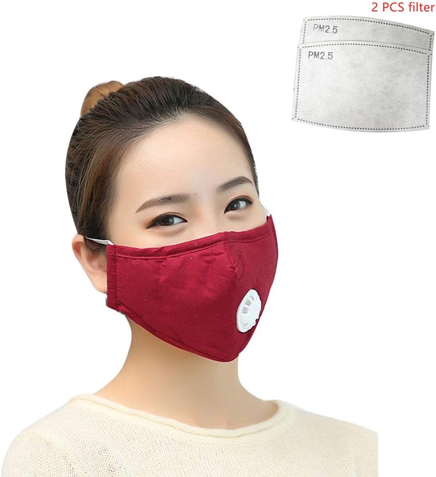 Yijueled 3 Layer Cotton Mouth Face Masks Anti-pollution Dust Mask Reusable with Filter Washable Unisex Mouth Mask Sun Protection for Outdoor
