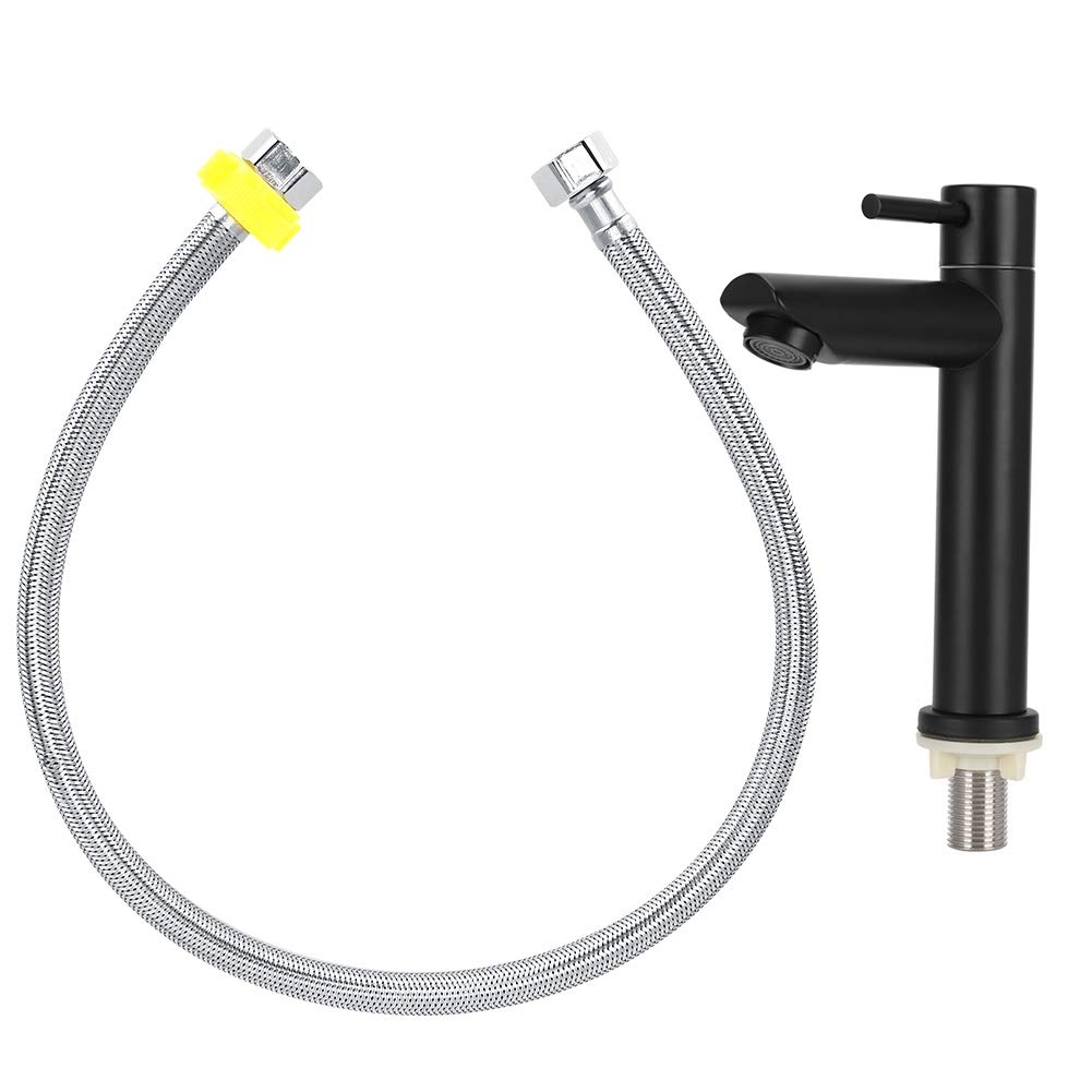 Black Stainless Steel Sink Mixer tap Single Cold Faucet Basin Water Tap Single Lever Mixer Tap for Home Bathroom Toilet Accessories