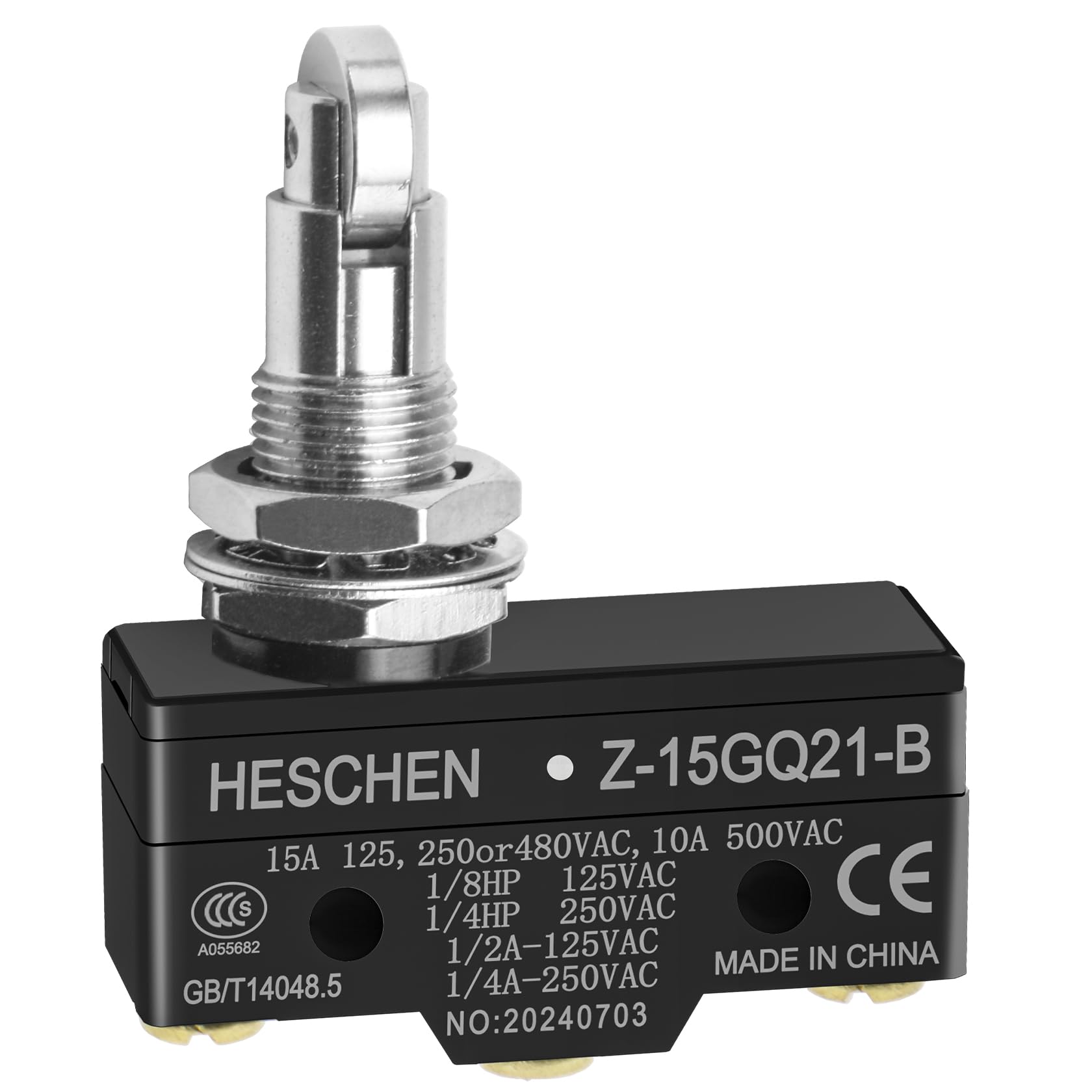 Heschen Micro switch Z-15GQ21-B panel mount cross roller plunger medium OP 3 Screw Terminal 15A Rated Current