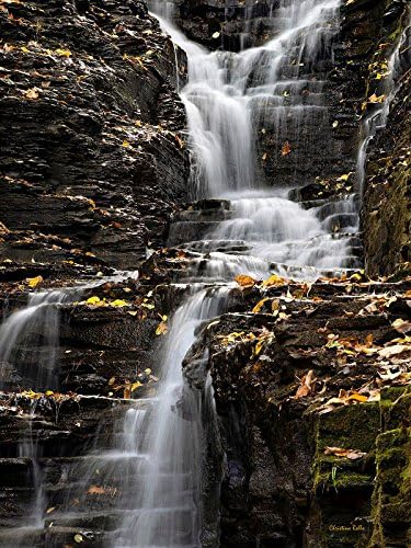 Winding Waterfall Nature Print, Fine Art Photography White Water Over Rocks, Rustic Country Wall Art Decor