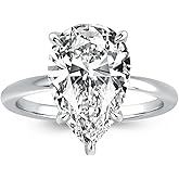 Pzokooi 4.0ct Elongated Pear Shaped Engagement Ring for Women,925 Sterling Silver Cubic Zirconia Solitaire Promise Ring for Wedding,Travel,Daily