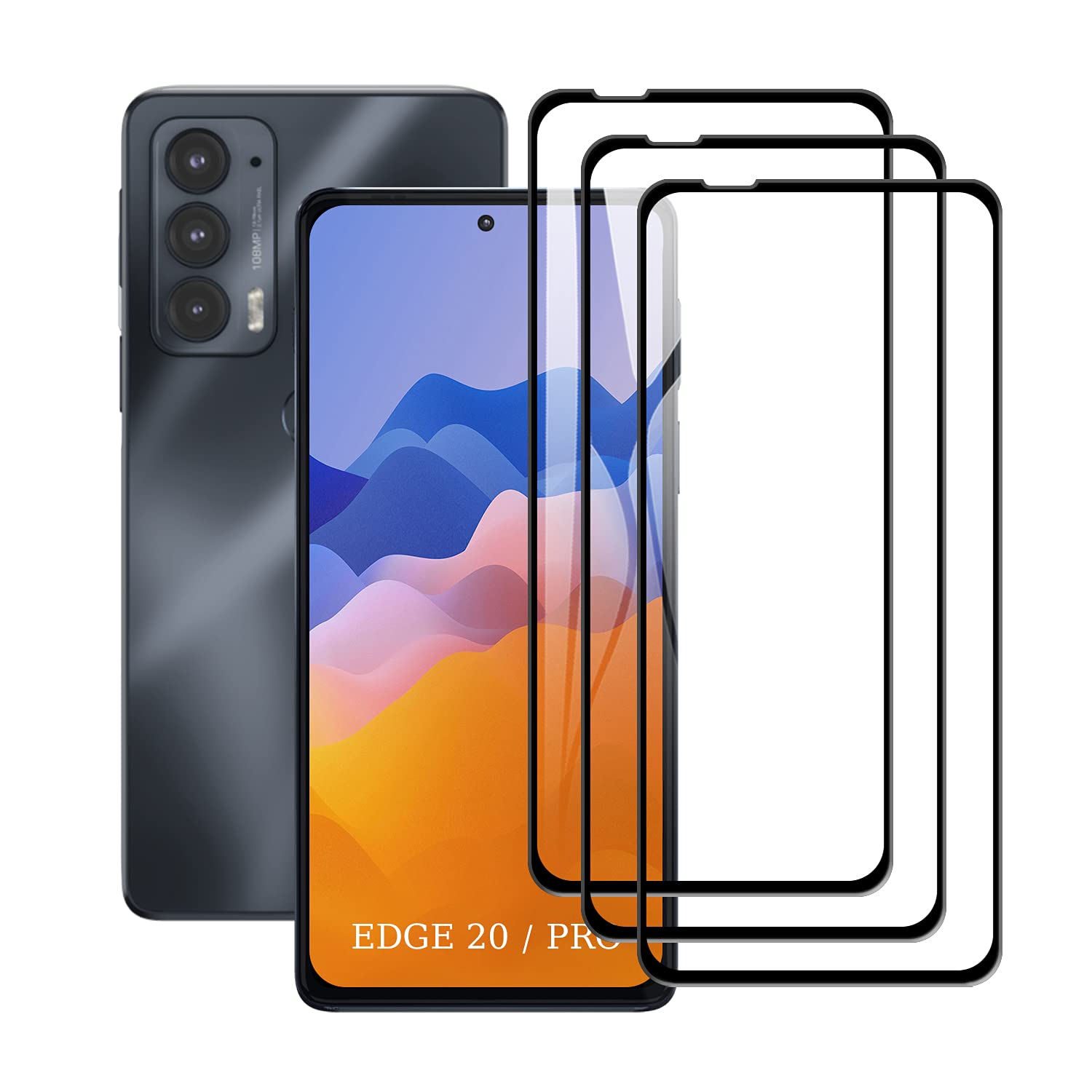SCL Screen Protector Compatible with Moto Edge 20/20 Pro Screen Protector Motorola Edge 20/20 Pro Tempered Glass Film [3-Pack], [Full Coverage, Easy Installation, Bubble-free, 9H Hardness]