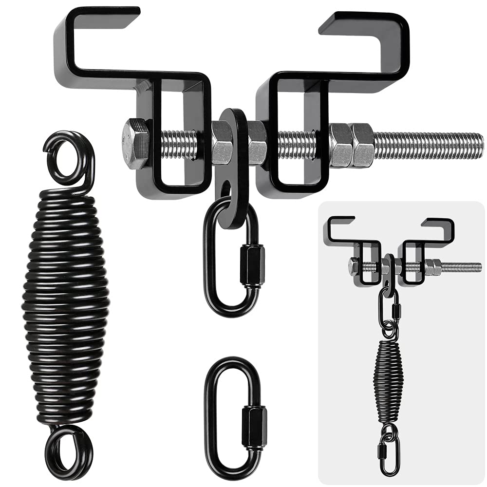 Dolibest Punching Bag Beam Clamp 9.4-17cm, Boxing Bag I-Beam Hanger Heavy Duty Adjustable Steel Beam Clamp Holder Beam Mount Hook with 5mm Spring & Carabiner for Muay Thai Training,Single Clamp/350lbs