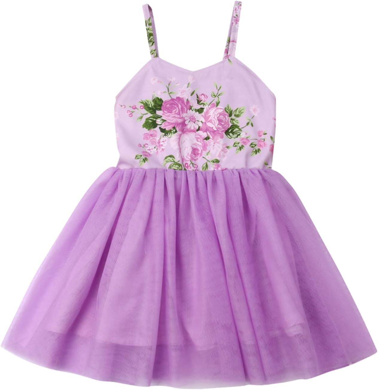 Flower Girls Backless Floral Printed Pink Lace Tutu Dress Toddler Kids Princess Party Dresses Sundress