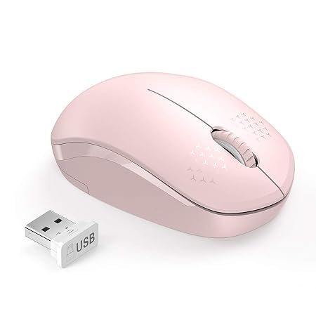 seenda Kabellose Maus mit Nano-USB-Empfänger Geräuschlose 2.4G Kabellose Maus für PC, Laptop, Rosa