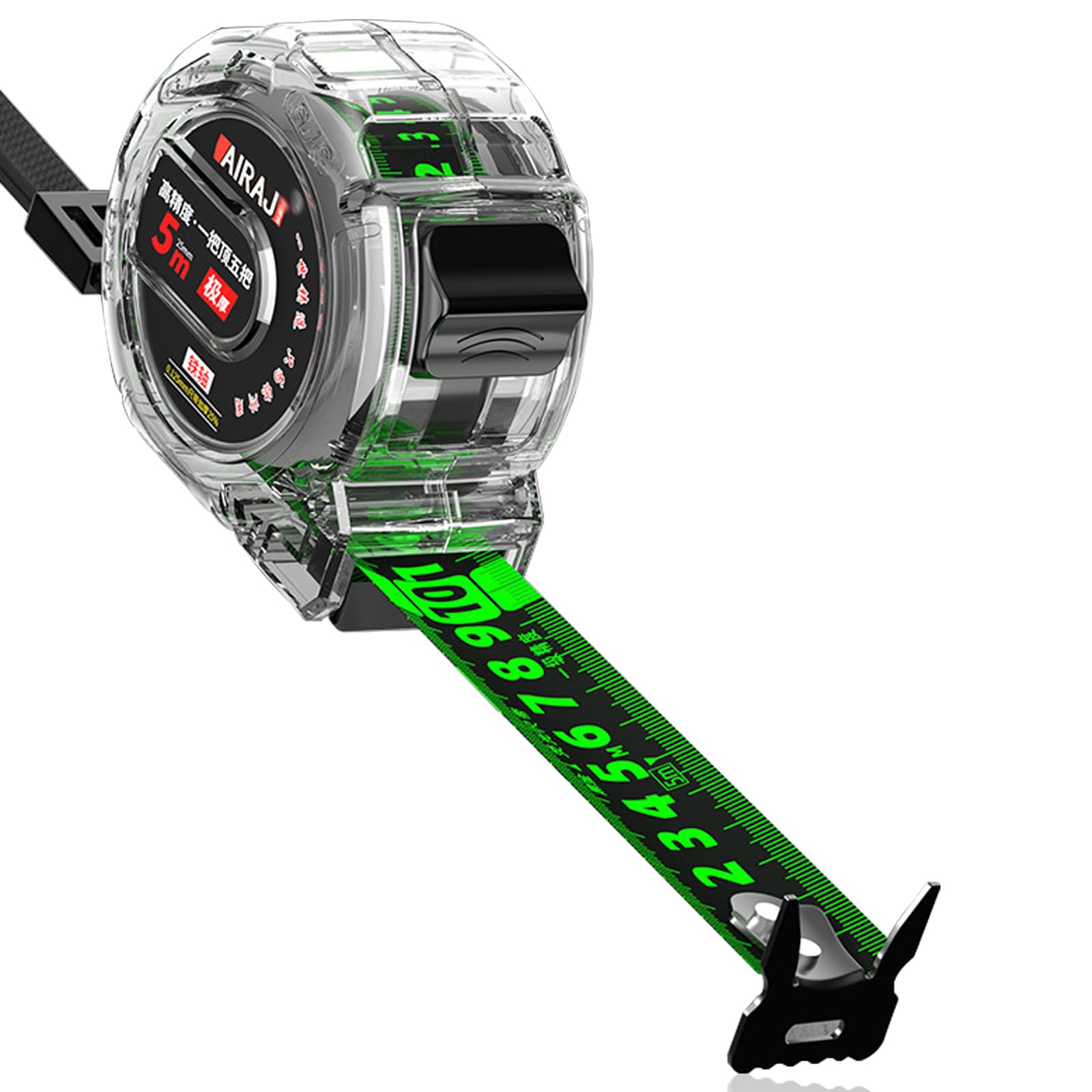 5M/16ft Tape Measure, Width 25mm Fluorescent Precision Measuring Tape, Stainless Steel Retractable Double Sided Graduated Tape Measure, Easy To Read Self-Lock Measuring