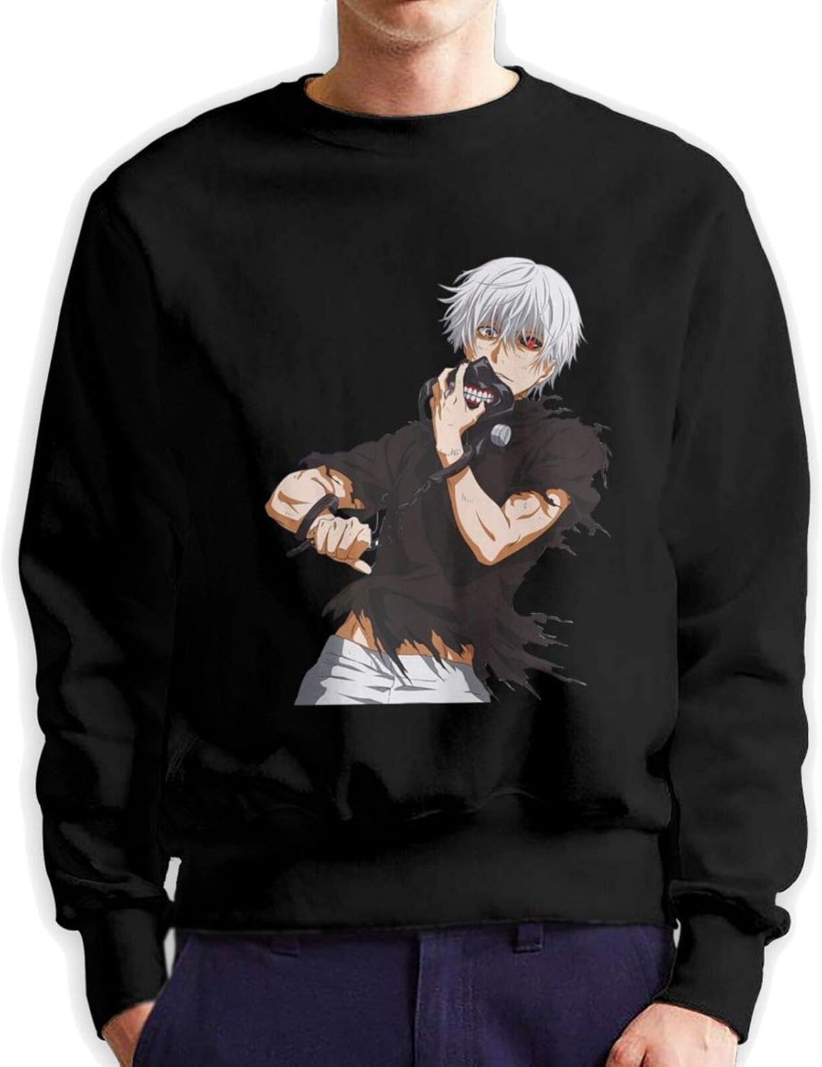 Amazon.com: Tokyo Ghoul Ken Kaneki Eyepatch Classic Men'S Casual Crew Neck Cotton Sweater Long 
