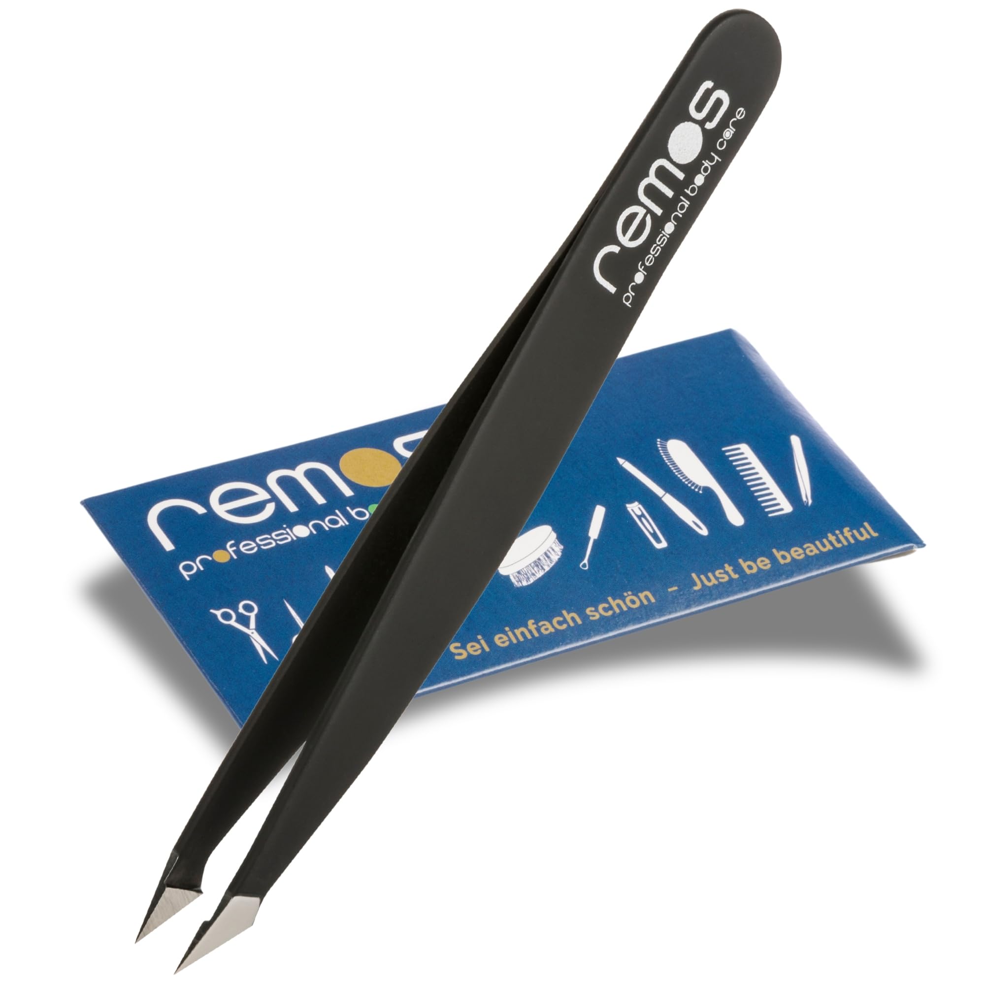 REMOS Combination Tweezers Stainless Steel 9.5cm - for splinters & Hair - Black