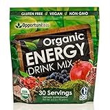 Organic Energy Drink Mix - Vegan & Non GMO Superfood Powder Supplement With Matcha Green Tea, Yerba Mate, Cacao, Goji Berry, Pomegranate, Maqui Berry - 25 mg of Natural Caffeine Per Serving