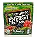Organic Energy Drink Mix - Vegan & Non GMO Superfood Powder Supplement With Matcha Green Tea, Yerba Mate, Cacao, Goji Berry, Pomegranate, Maqui Berry - 25 mg of Natural Caffeine Per Serving