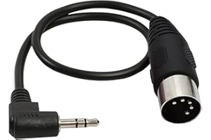 LOKEKE 5 Pin DIN MIDI Cable, MIDI DIN 5 Pin Male to 3.5mm 1/8inch TRS Male with 90 Degree Audio Jack Plug Cord Cable Wire for MIDI Keyboard Speaker(M T M, Black)