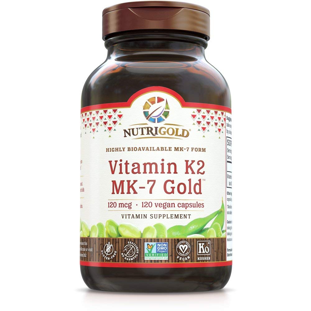 Nutrigold Vitamin K2 MK7 Supplement, 120 Capsules, Bone and Heart