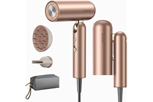 DREAME Pocket Pro Hair Dryer, Dual Voltage Travel Blow Dryer with Diffuser, 1300W Professional HighSpeed Ionic Hair Blower, F