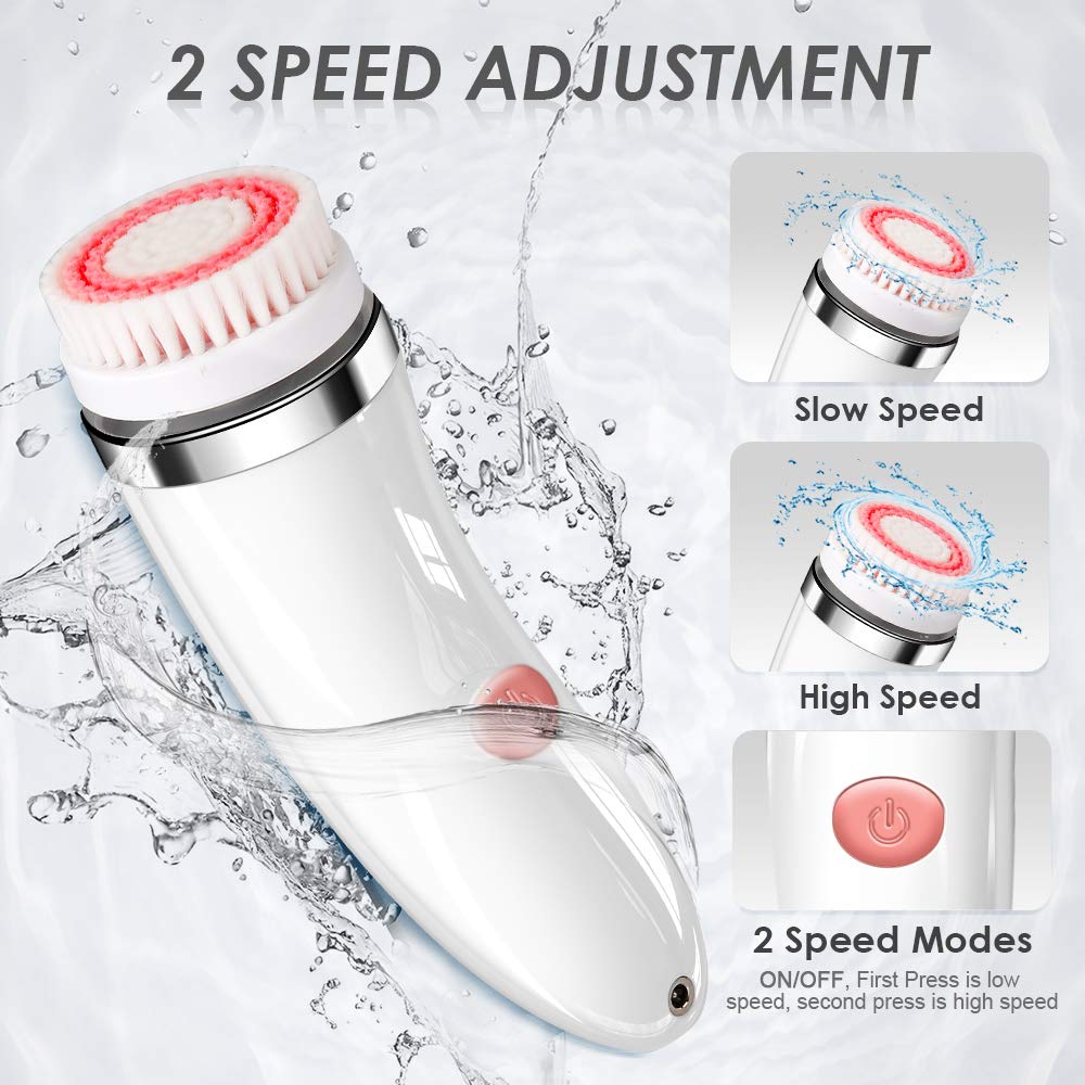 Facial Cleansing Brush Gift Kit, JOMARTO Waterproof Facial Cleansing Devices, Spin Brush with Replaceable Brush Heads, USB Rechargeable for Deep Cleansing, Gentle Exfoliating and Removing Blackhead: Beauty
