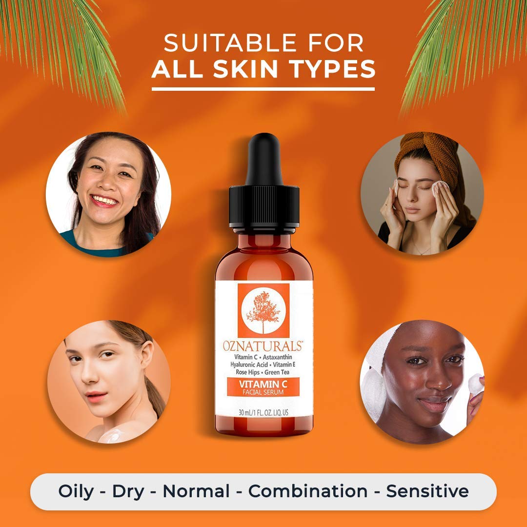 OZNaturals Vitamin C Serum For Face with Hyaluronic Acid Anti Aging