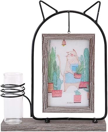 Amazon Hottomato フォトフレーム 吊掛け式 額縁 写真立て 写真フレーム 花瓶 一輪挿し水耕栽培 おしゃれインテリア 雑貨 エブジュ 置物 猫 フォトフレーム 通販