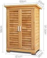 FEFE Wooden Outdoor Garden Tool Storage Shed Cabinet Shelf Double Doors Hinged view 4