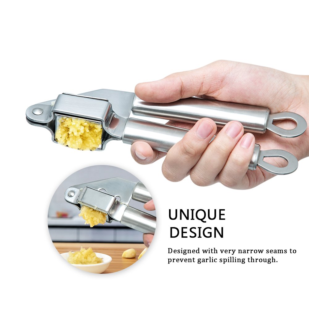 TAFOND Stainless Steel Garlic Press Peelers Ginger Crusher Grater Garlic Cloves Chopper Mincer