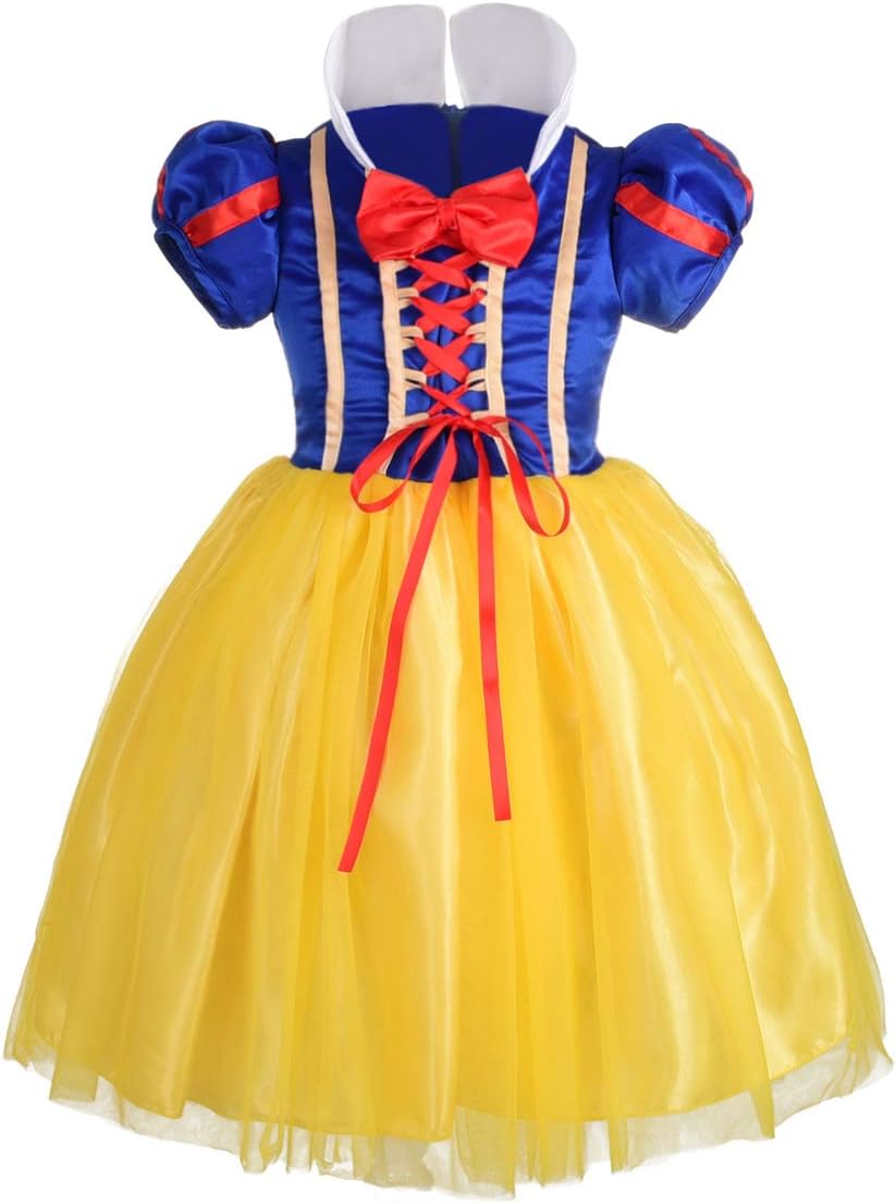 Lito Angels Girls Princess Costume Halloween Party Fancy Dress Up, Red Ribbon Style, 8-9 Years, Style a (With Red Ribbon)