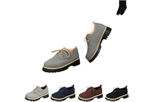 Womens Vintage Casual Round Toe Low Chunky Heel Loafers, Lace Up Platform Oxfords Women Comfortable Non-Slip Business Office 