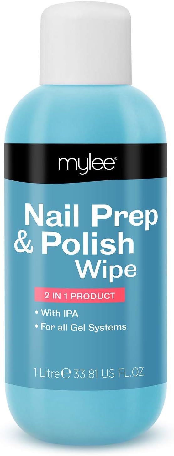 Mylee Prep + Wipe Gel Nail Polish Residue Cleaner Remover, 1000ml Bottle, Gel Nail Preparation