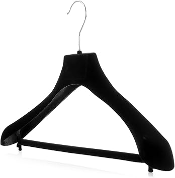 Hangerworld 15 Cintres 42cm En Velours Noir A Bras Larges Antiderapant Avec Barre Pantalon Pour Vetements Amazon Fr Cuisine Maison