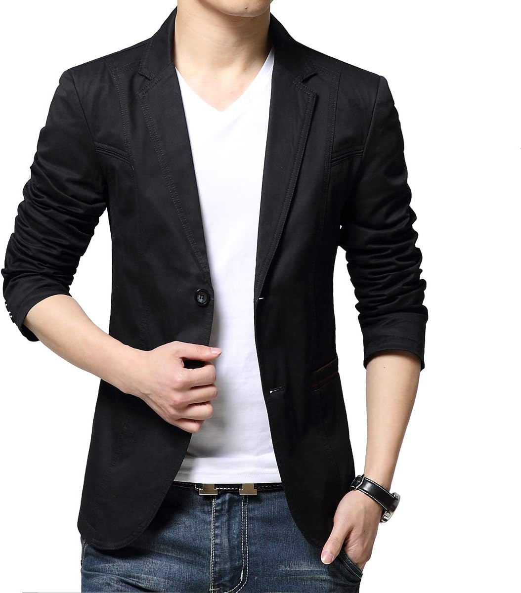 KIMILILY Sports Jacket for Men Cotton Blazer Jackets Two Button Casual Suit Coats