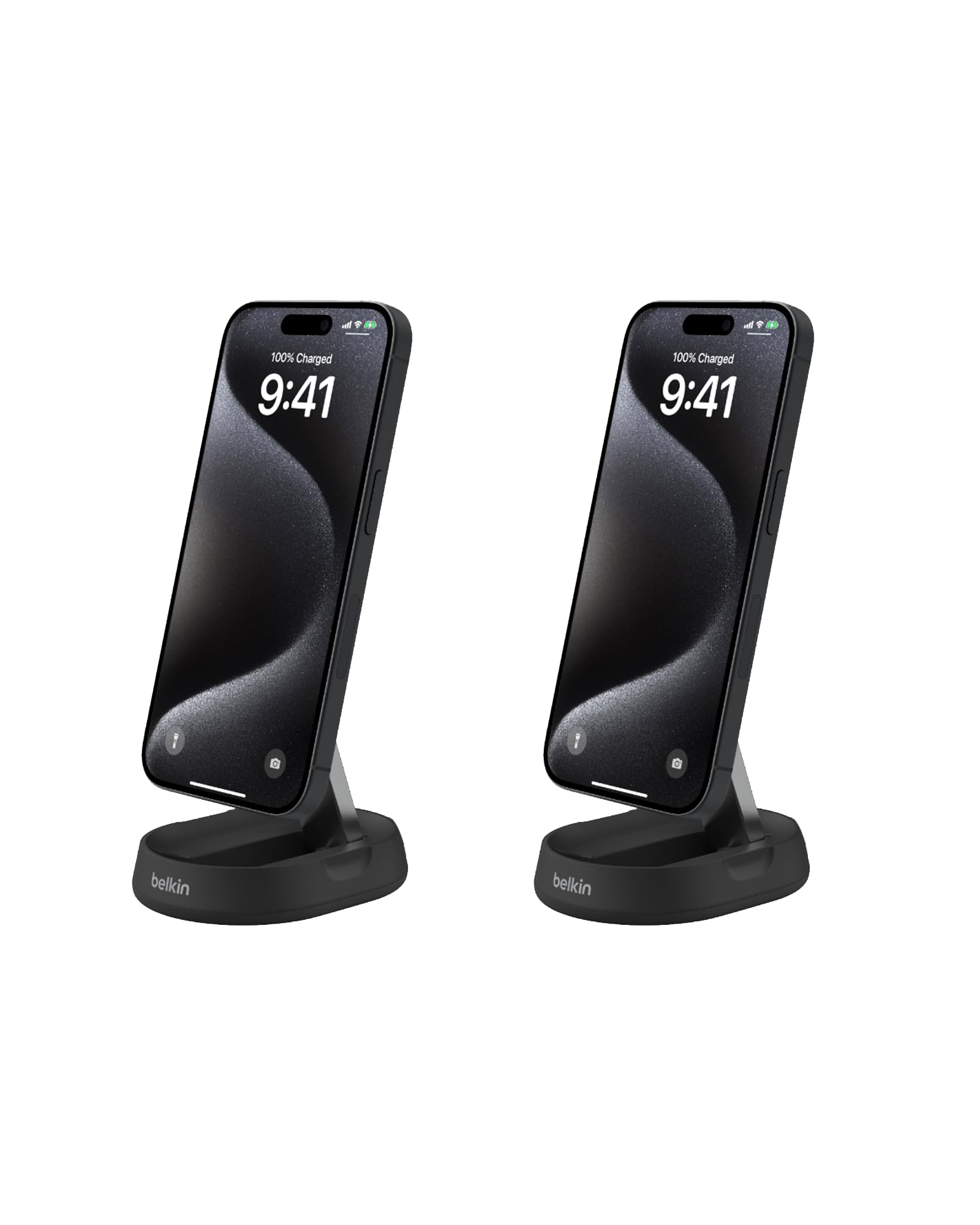 Belkin Convertible Magnetic Charging Stand 15W - MagSafe-Compatible Qi2-Certified Wireless Charging Station, iPhone Charger for Apple iPhone 16 Series, Airpods Pro, & More, No PSU - Black (2-Pack) Image Belkin Convertible Magnetic Charging Stand 15W - MagSafe-Compatible Qi2-Certified Wireless Charging Station, iPhone Charger for Apple iPhone 16 Series, Airpods Pro, & More, No PSU - Black (2-Pack) Image