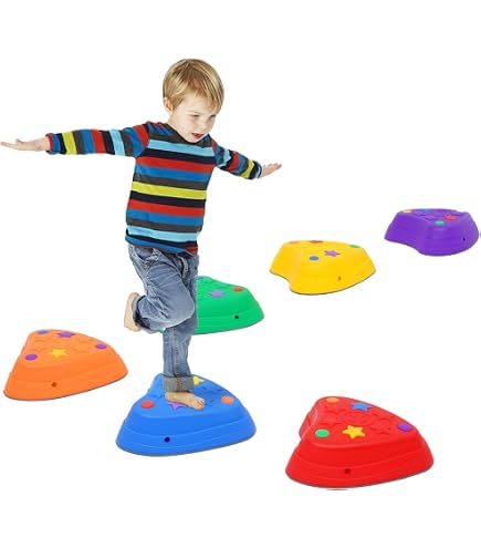 6 Pierres D'équilibre Lumineuses Et Musicales Pour Enfants - Support 100 Kg, Antidérapantes, En PP - Jouet Sensoriel Motricité 3 Ans Et Plus