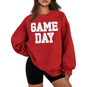 Game Day Sweatshirt Women Oversized Crewneck Sweatshirt Long Sleeve Tops | Football Sweatshirts for Women,Game Day Sweatshirt