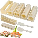 Upgraded Sushi Making Kit Deluxe Edition with Complete Sushi Set 14 Pieces Plastic Sushi Maker Tool Complete with 12 Sushi Ri