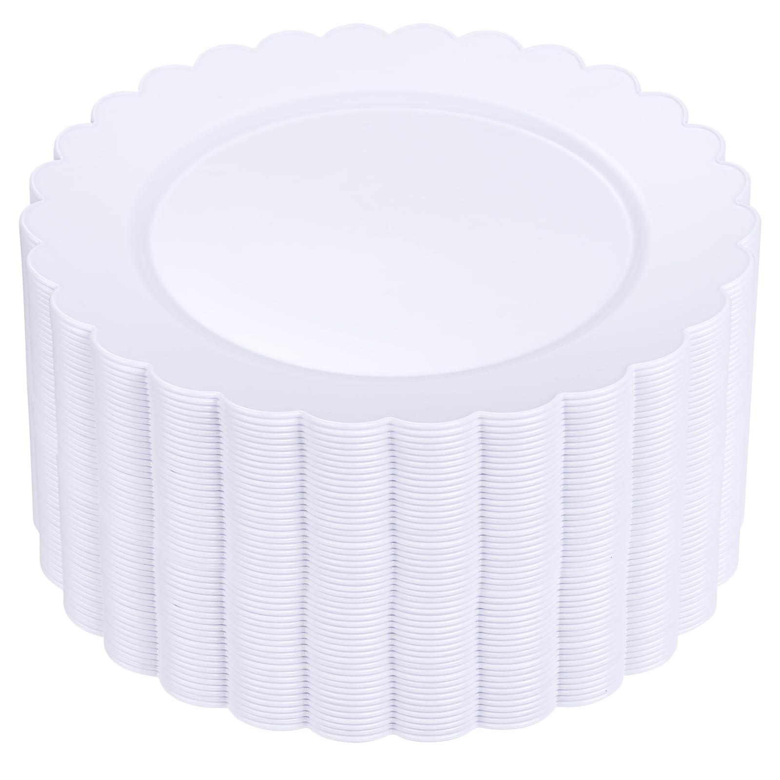 Photo 1 of SUT 72-Pack 10.25 Inch White Heavy Duty Plastic Dinner Plates, Disposable Plates, Scallop Plates for Parties, Events, and Occasions