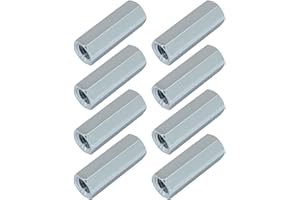 Zorveiio 8 Pcs M5 X 0.8-Pitch 20 mm Length Metric Hex Coupling Nuts, 8 mm Width 304 Stainless Steel Threaded Rod Coupling Nut, Polishing Connector for Home Garage Repairs