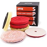 SPTA 5 Inch 125mm Body Repair Polishing Pad Set - 6 Pcs Buffing Pads with Sponge, Wool and Micro-Fiber for Car Detailing