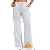 G4Free Wide Leg Pants for Women Cotton Fleece Lined Sweatpants with Pockets Lounge Casual Jogger Winter (Light Gray,L,27'')