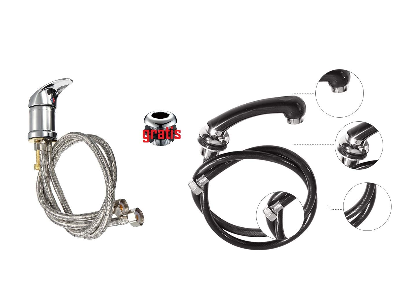 Salon Mixer tap with Salon Handheld Shower Head PVC Shower Hose and Female Shower Head Holder. Easy Install