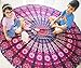 Folkulture Round Mandala Tapestry or Boho Beach Blanket or Bohemian Decoration or Hippie Beach Blanket, Circle Tablecloth or Picnic Blanket, Indian Meditation Rug Mat for Yoga, Pink Purple - 72 Inches