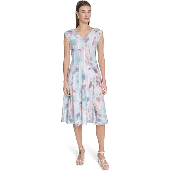 Calvin Klein Womens Sleeveless Floral Fit and Flare, Cham Multi, 2 at  Amazon Women's Clothing store