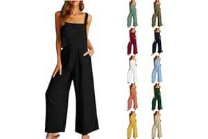 Binmer Womens Summer 2 Piece Outfit Plus Size Lounge Set Sleeveless Square Neck Linen Crop Top Tank Wide Leg Pants Tracksuit