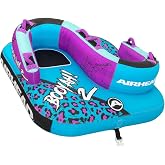 Airhead Booyah 2-3 Rider Towable Tube for Boating and Water Sports - Kwik-Connect Tow System, Full Nylon Cover, Bolster Fins, Patented Speed Valve