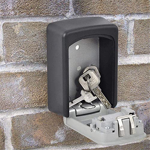 Key Box Wall Mounted Aluminum with 4-Digit Combination Anti-theft Key Lock Box- Waterproof Outdoor Indoor Key Safe lockbox for Home, Office, Garage,Garden, Secure Storage Cabinets for House & Car Keys