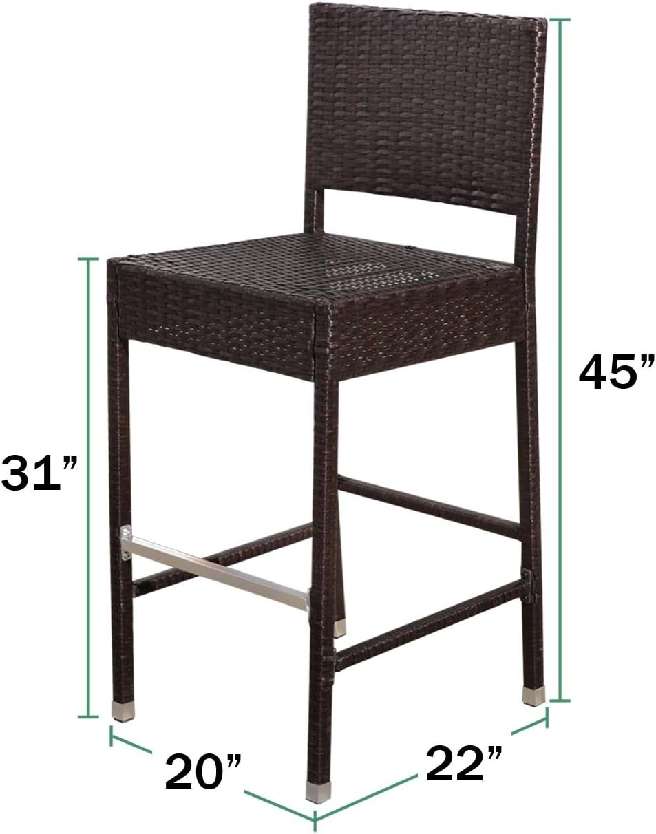 sundale outdoor bar stools on Amazon Com Strong Camel Dark Coffee Wicker Barstool Indoor Outdoor Patio Furniture All Weather Bar Stool Garden Outdoor