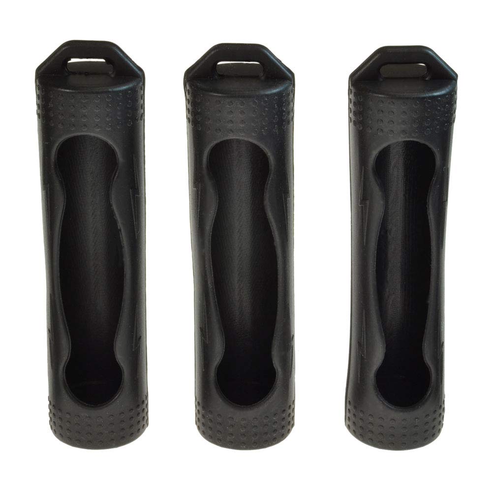 Armerah 18650 eCig Vape Battery Protective Case Cover Sleeve Silicone Rubber 3 Pack Black