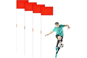 HunnmingRe 67" Soccer Corner Flags Set of 4 with Soccer Agility Poles 12.4 x 9.65 Football Field Corner Flags Training Poles for Outdoor Sports Rugby Field Hockey Training Practice Equipment (No Base)