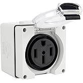 TIPHOPE 50Amp RV Power Outlet Box with Pre-Drilled Hole,Weatherproof NEMA 14-50R Receptacle RV Outlet for RVs Electric Vehicl