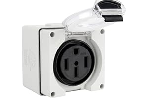 TIPHOPE 50Amp RV Power Outlet Box with Pre-Drilled Hole,Weatherproof NEMA 14-50R Receptacle RV Outlet for RVs Electric Vehicl