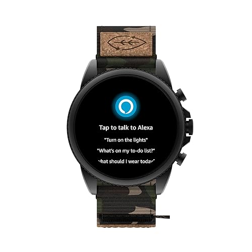 Fossil Men's Gen 44mm Stainless Steel and Cork Touchscreen Smart Watch,  Stainless steel, Color: Black, Camo