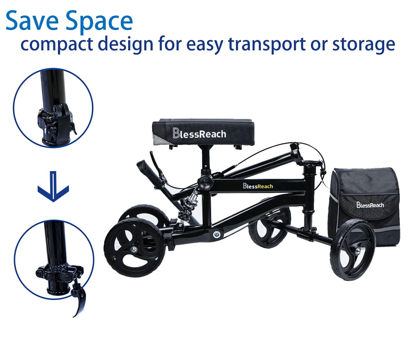 Economy Knee Scooter, Steerable Knee Walker, Foldable Knee Scooters for Foot Injuries Adult Best Crutches Alternative Black