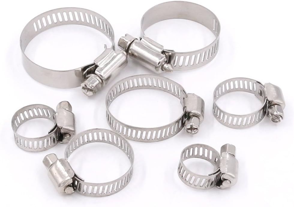 DollaTek 50 Piece 8-38mm American Stainless Steel Single Ear Stepless Hose Clamps Assortment Kit - Image 4